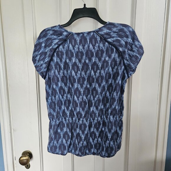 Toad&Co Ladies Blue Top with Elastic Waistband & Decorative Sleeves Size M - Picture 3 of 5